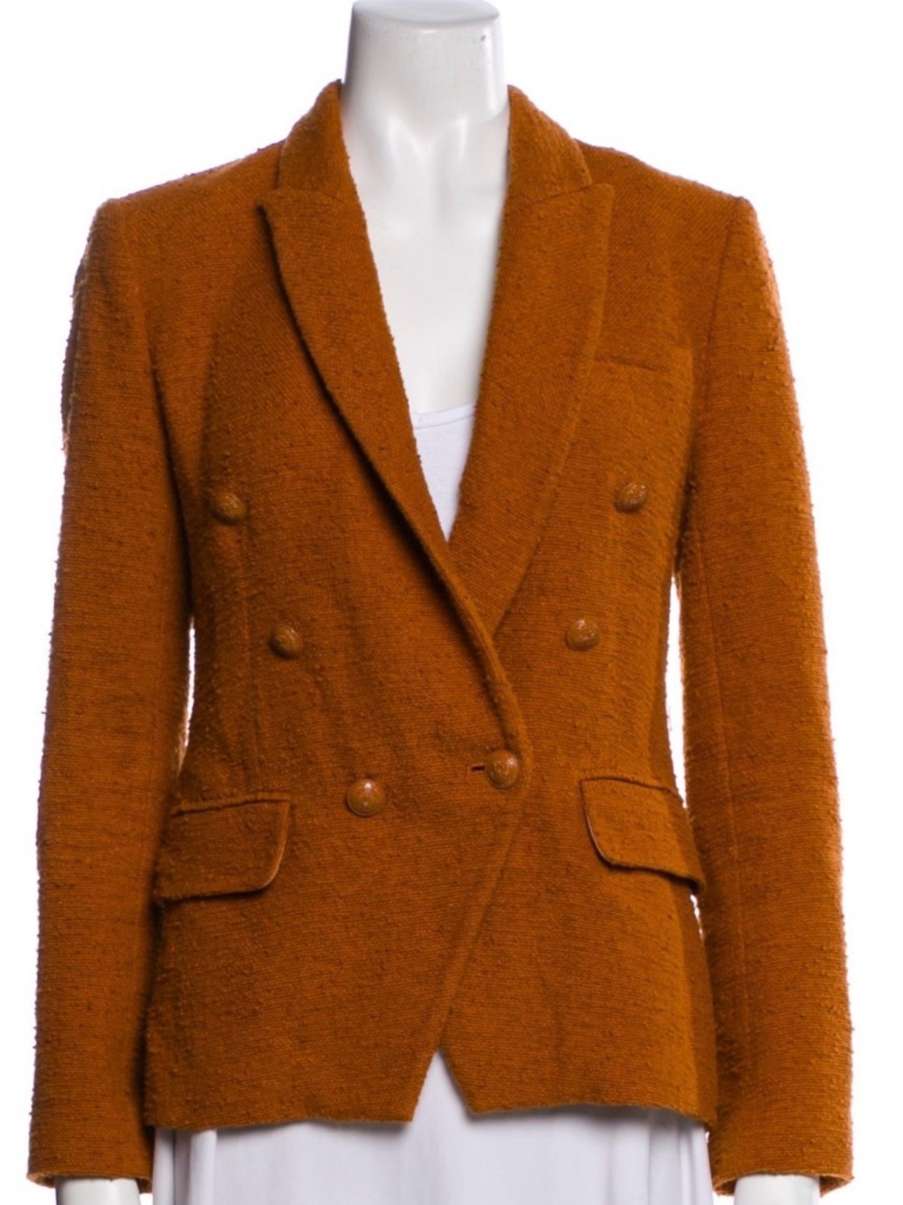 L’AGENCE Kenzie Cotton Double Breasted Blazer Brown Women’s 4 Peak Lapel Jacket